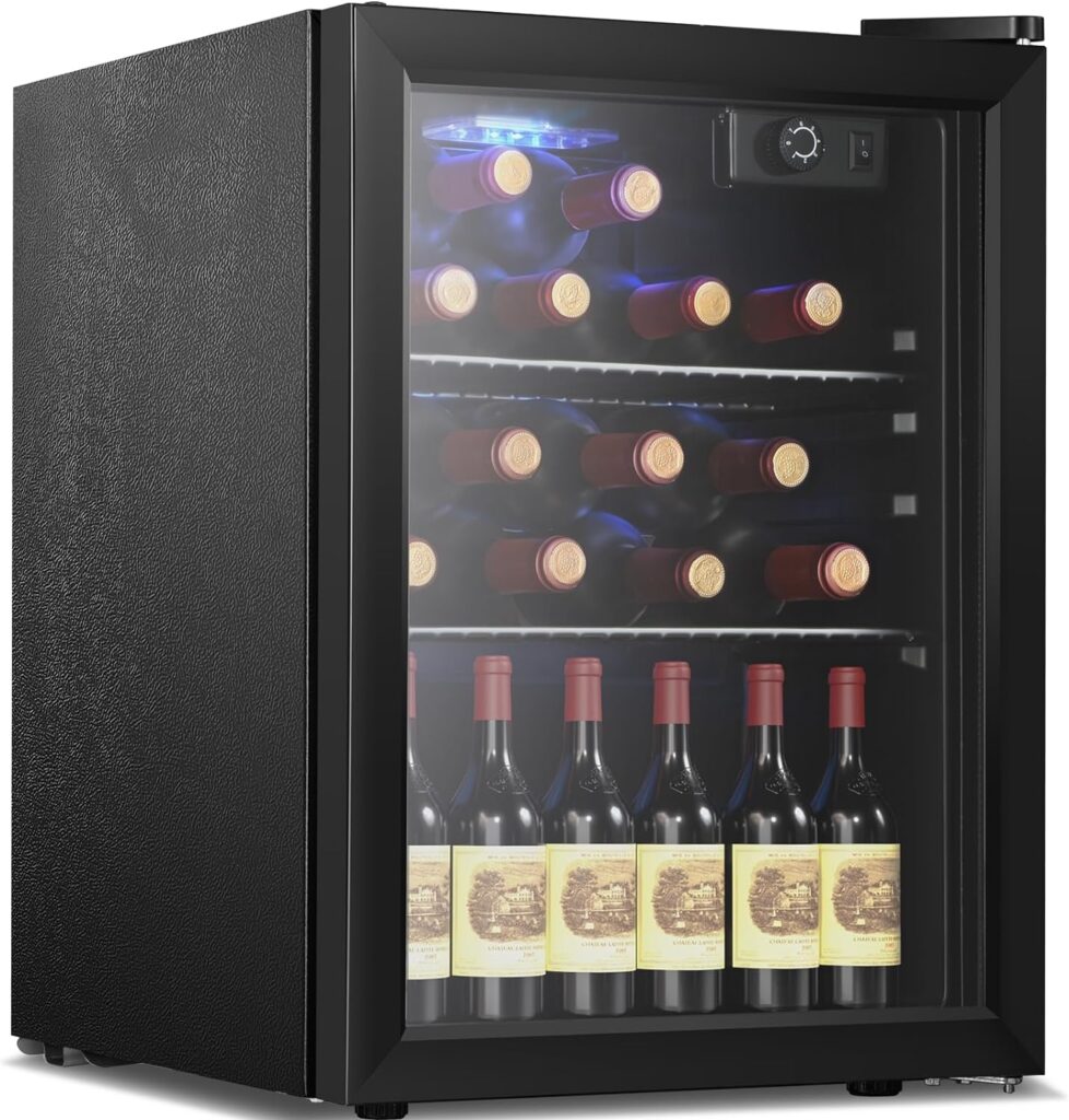 Antarctic Star Mini Fridge Cooler - 48 Can Beverage Refrigerator Black Glass Door for Beer Soda or Wine –Small Drink Dispenser Machine Knob Control Removable for Home, Office or Bar, 1.3cu.ft