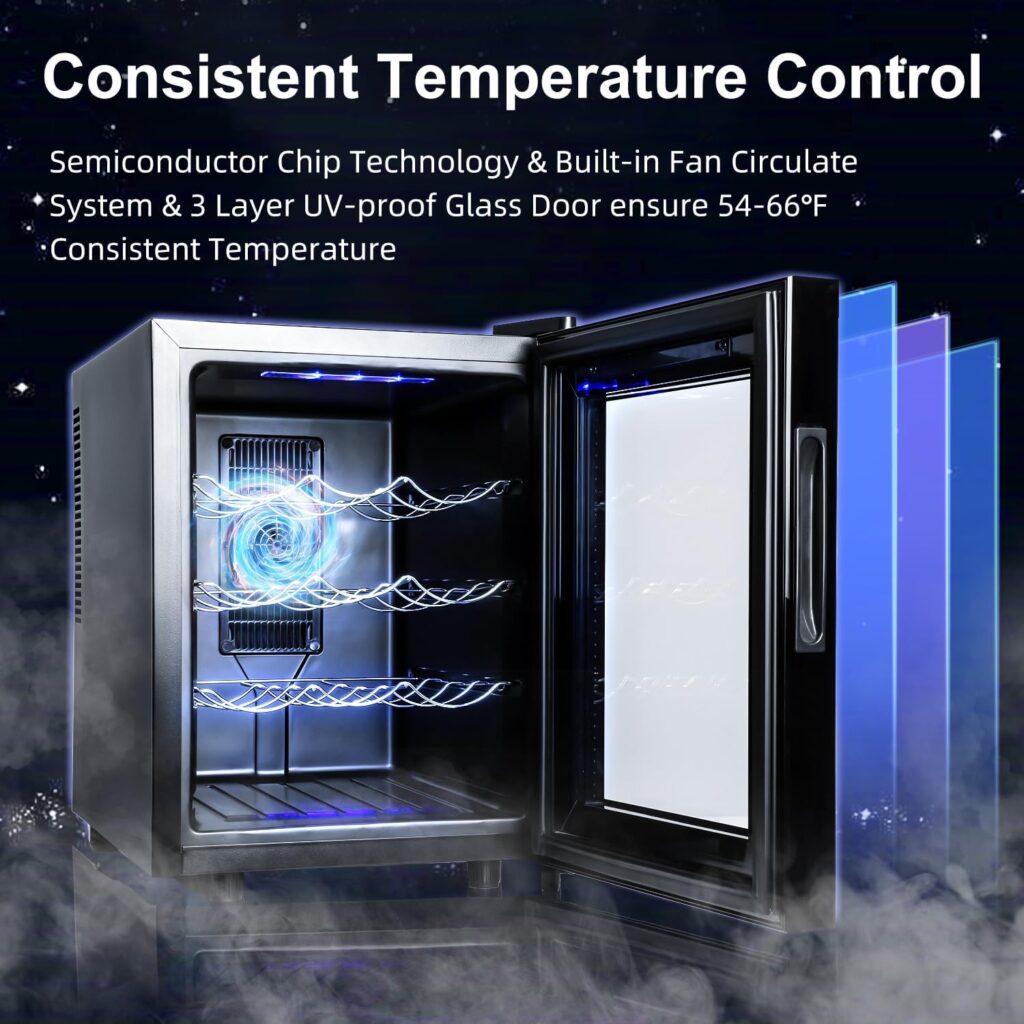 GEVEELIFE 12 Bottle Wine Fridge Small, Quiet Wine Cooler Refrigerator Freestanding with Digital Temperature Control Mini Wine Fridge Under Counter, Wine Cellar for Red, White, Champagne