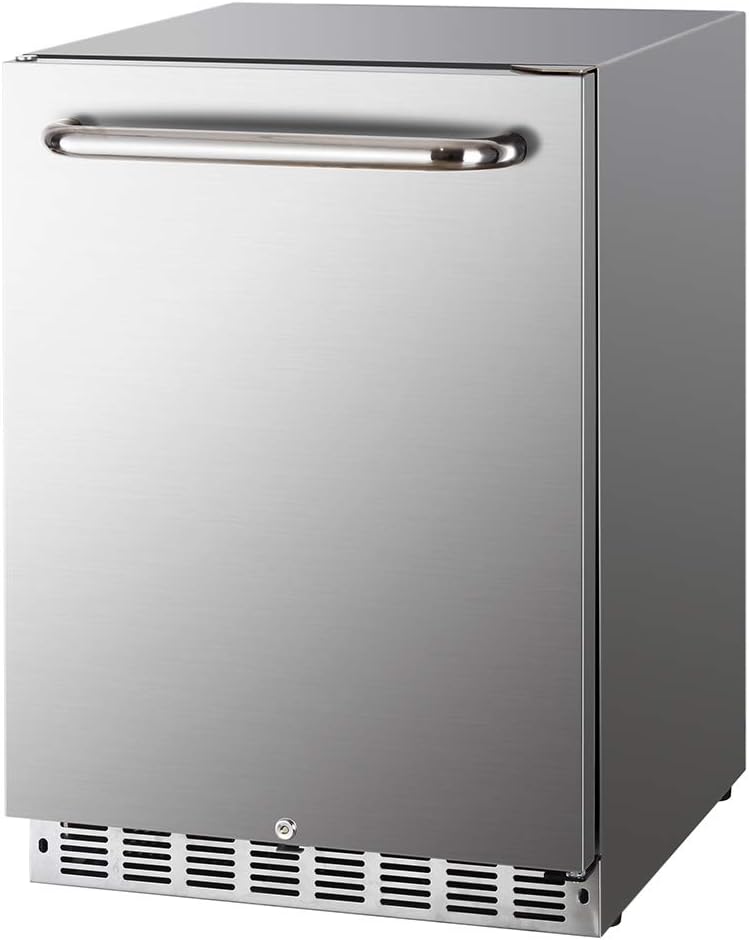 HCK 5.12 Cu.Ft 161 cans Indoor/Outdoor Refrigerator, Built-in Beverage Cooler with Reversible Door, Stainless Steel