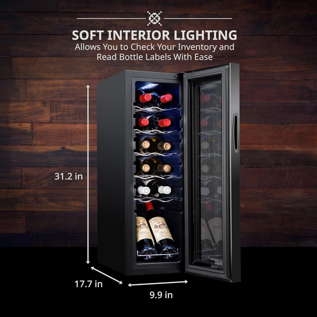 Ivation 12 Bottle Compressor Wine Cooler Refrigerator w/Lock | Large Freestanding Wine Cellar For Red, White, Champagne or Sparkling Wine | 41f-64f Digital Temperature Control Fridge Glass Door Black : Home  Kitchen