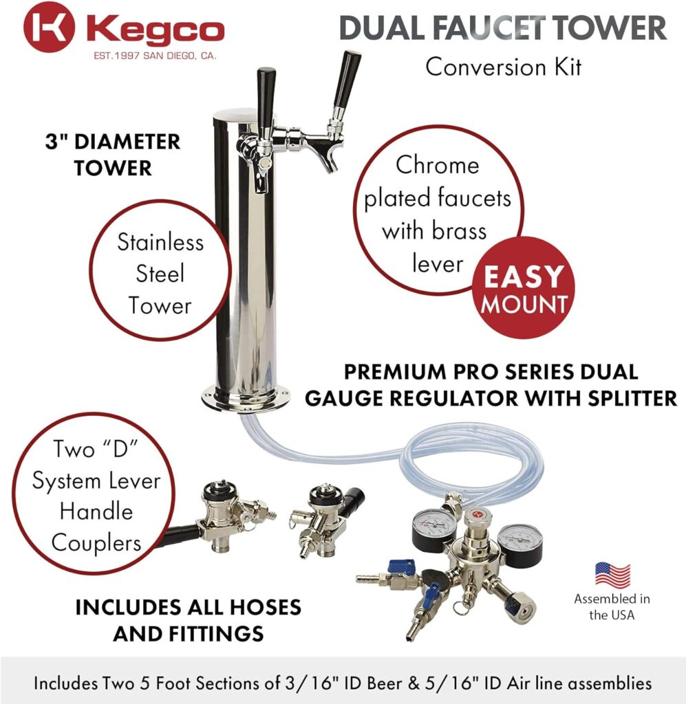 Kegco 3PSTCK2-NT Kegerator Kit, 2-Tap, Chrome