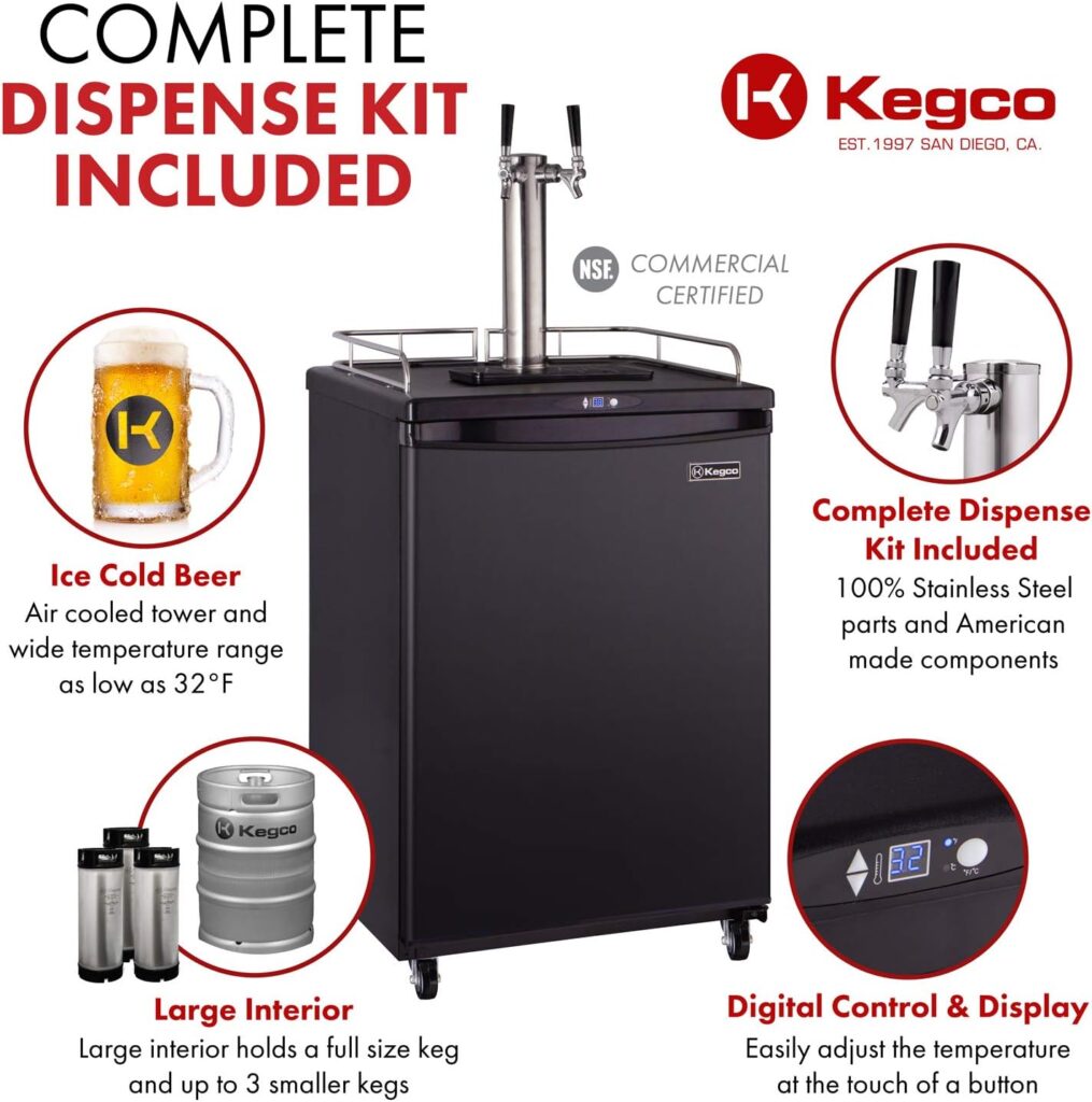 Kegco Keg Dispenser, Single Faucet, Stainless Steel