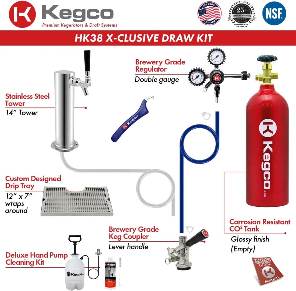 Kegco Kegerator 24 Wide Dual Tap Black/Stainless Steel Undercounter Beer Dispenser HK38BSU-2