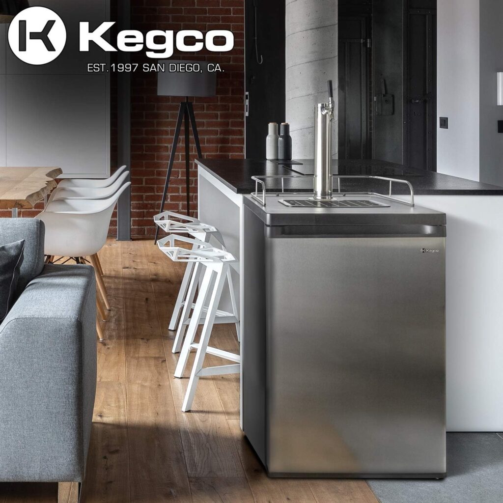 Kegco Kegerator Full Size Keg Refrigerator - Single Faucet - D System, Stainless Steel