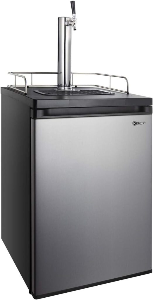 Kegco Kegerator Full Size Keg Refrigerator - Single Faucet - D System, Stainless Steel