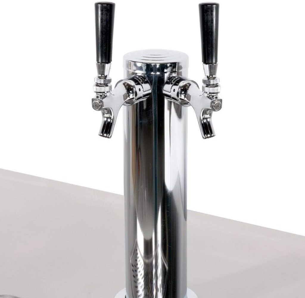 PEAKCOLD 3 Door, 4 Tap Commercial Beer Dispenser - Double Tower Keg Cooler - Kegerator; 72 W