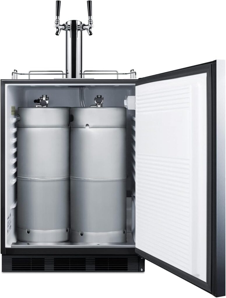 Summit 24 in Wide Built-In Kegerator, ADA Compliant Commercial - Built-in kegerator for use under ADA compliant counters with dual tap kit for two 1/6 kegs